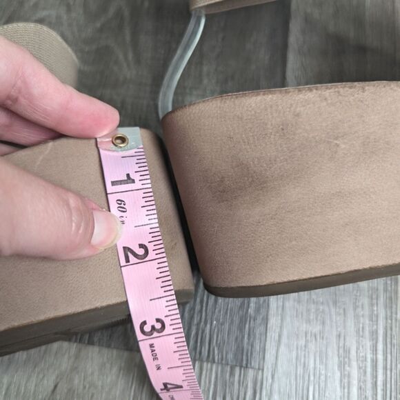 Gentle Souls Gianna taupe perforated leather bracelet wedge heel sandal 10 - Picture 8 of 8